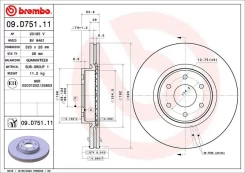 Stabdžių diskas BREMBO 09.D751.11 kaina