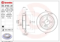 Stabdžių diskas BREMBO 08.9163.21 kaina