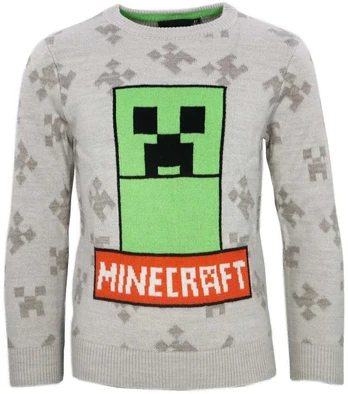 Minecraft pilkas vaikiškas megztinis 9 metai
