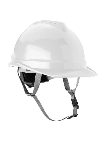 Neo Tools Pramoninis šalmas su smakro dirželiu, baltas
