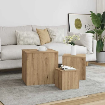 šoniniai staliukai 3 vnt Old Wood Engineered Wood