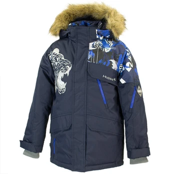 Huppa Berniukų žieminė striukė MARTEN, navy pattern/ navy, 122 cm