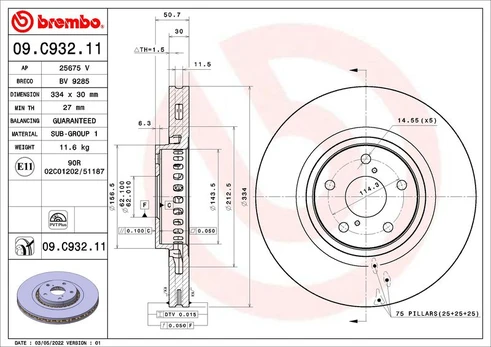 Stabdžių diskas BREMBO 09.C932.11