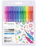 Tombow TwinTone - 12 pc(s) - Multicolor - Fine/Bullet tip - Round - 0.3 mm - 0.8 mm