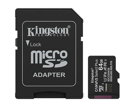 Atm.kort.Micro SD KINGSTON 64GB UHS-I/W/ADAPTER SDCS3