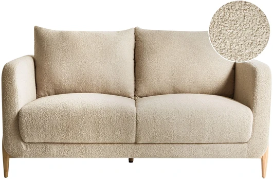 Beliani Dvivietė sofa GIMO Boucle smėlio spalvos