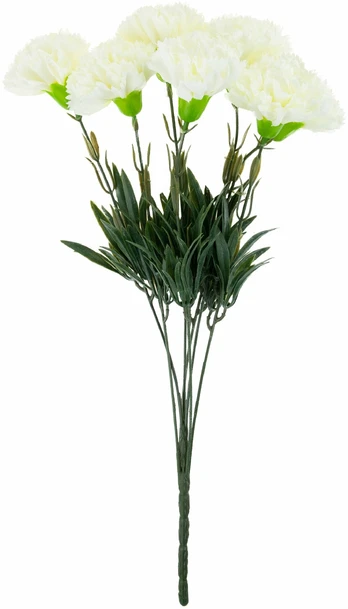 Dirbtinė gėlė, gvazdikas, balta/žalia, 43 cm