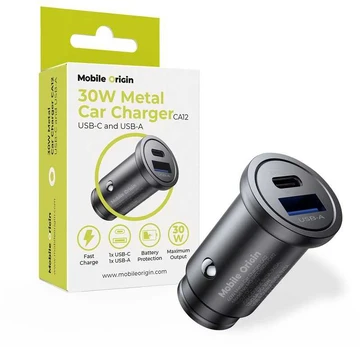 Mobile Origin Metal Car Charger 30W, CA12 - USB-C, USB-A