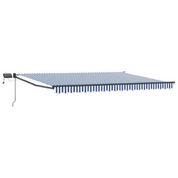Rankinė ištraukiama markizė su LED Mėlyna ir balta 4 × 3 m