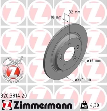 Stabdžių diskas ZIMMERMANN 320.3814.20