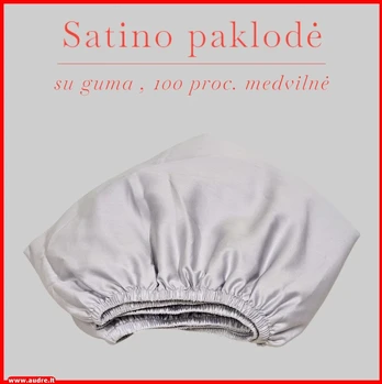 Satino paklodė su guma - 200x200+30cm.