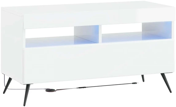 TV staliukas LED televizoriaus spintelė Itin blizgi balta Apdirbta mediena