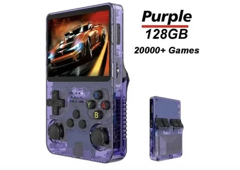 HappyJoe R36S, 128GB, violetinė, 20000+ Games, 3.5" IPS Screen, Linux
