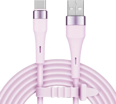 Krüger&matz Km1268-1p Usb kabelis - Usb Type C 1 m silikoninis rožinis