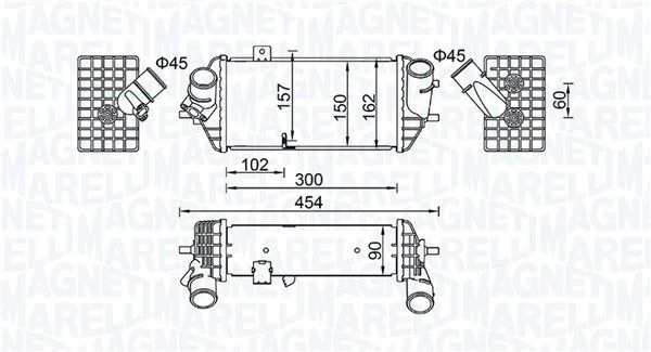Tarpinis suslėgto oro aušintuvas, kompresorius MAGNETI MARELLI 351319205690