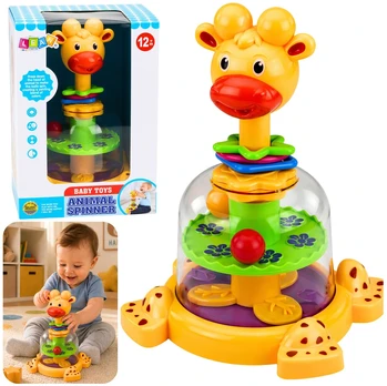 Lean Toys Interactive Giraffe Spinning Top with Spinning Balls for Babies