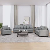 Sofa Sofos komplektas su pagalvėmis, 3 dalių, pilkas, audinys kaina