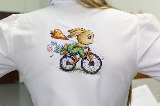 Water-soluble canvas cross stitch kit "Bunny cyclist" SV-804