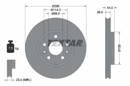 TEXTAR 92300703 Brake Disc kaina