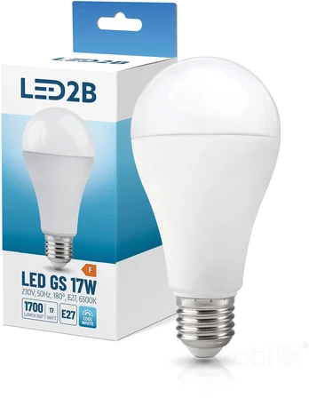 17W LED lemputė GS, E27, balta, 6500K, 180°