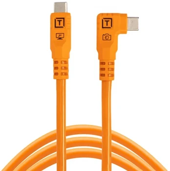 Tether Tools cable USB-C - USB-C TetherPro Optima 10G Right Angle 1.8m, oranžinis