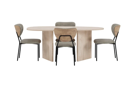 Grönvik Table - Nature with 4 Butterfly Chair - Beige