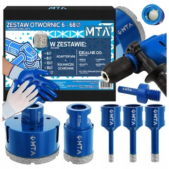 Deimantinė gręžimo karūna skirta gresui M14 rinkinys ⌀ 6, 8, 12, 35, 68 mm adapteris