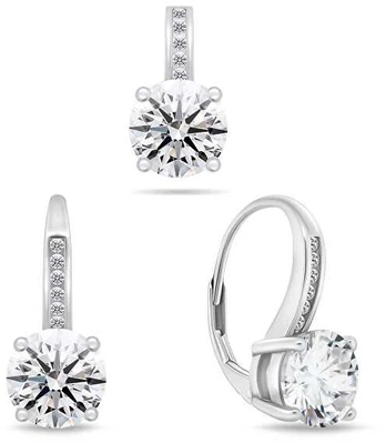 Brilio Silver Brilio Sidabrinis Charming sidabrinis set with zircons SET241W (pendant, dangle earrings)