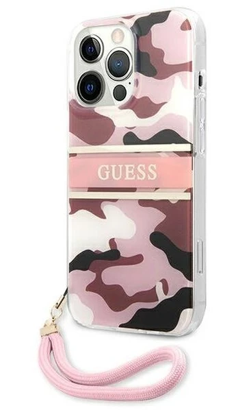 Telefono dėklas Guess Camo Strap Collection, Apple iPhone 13 Pro Max, rožinė