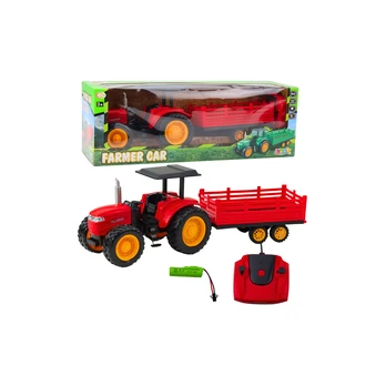 RC Remote Controlled Farm Tractor With Trailer Red
