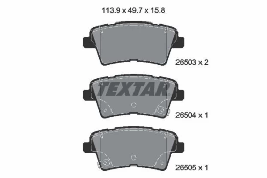 Stabdžių trinkelių rinkinys, diskinis stabdys TEXTAR 2650301