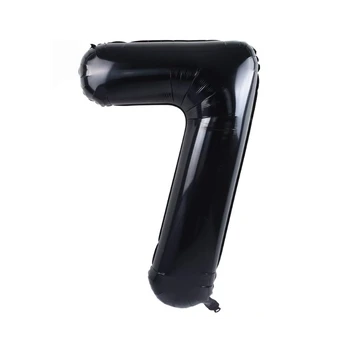 Folinis balionas su heliu, skaičius 7 - 85cm, juodas