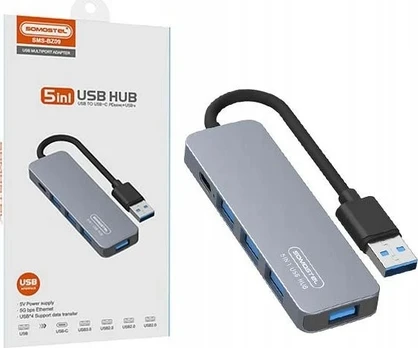 Adapteris USB Canyon ADAPTER HOSTA USB-C SOMOSTEL SMS-BZ09 DEX PD 60W 1XTYP-C 1XUSB 3.0 3XUSB 2.0>
