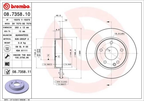 Stabdžių diskas BREMBO 08.7358.11
