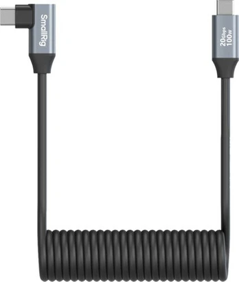SmallRig 4792 USB-C Straight to USB-C Angled Coiled Data Cable