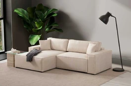 Kampinė sofa-lova Pırlo Corner Left - Ecru kaina
