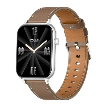 COLMI C28 Smartwatch – Black + Brown Leather Strap