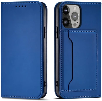 Hurtel Magnet Card Case dėklas iPhone 14 Pro Max – mėlynas