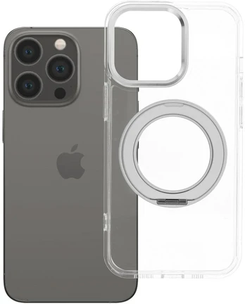 Dėklas Oem Case for iPhone 13 PRO Frame Circle Stand compatible with MagSafe transparent