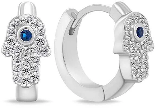 Brilio Silver Modern Sidabrinis Hamsa Hoop Earrings EA667W
