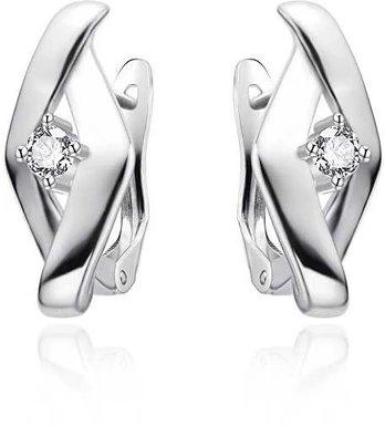 Agato Modern sidabrinis earrings with zircon AGT-E253FW