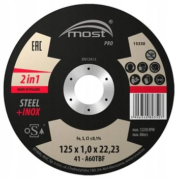 Itin plonas šlifavimo diskas Most Pro 41 125x1.0x22 Metal+inox