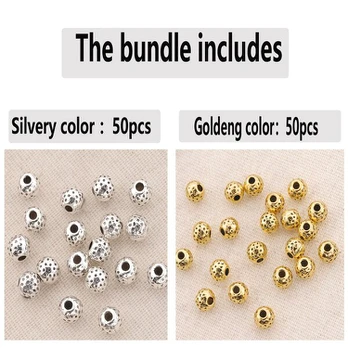 Karoliukai, Silvery 50pcs + Golden 50pcs