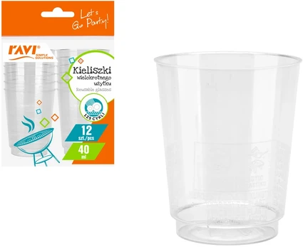 Daugkartinės taurės, 40 ml, 12 vnt., 13 x 3.5 x 18, 70291, Simple Solution