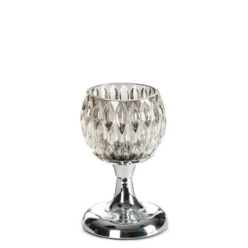 Žvakidė Zaria, stiklas/metalas, Ø 11 cm, 17 cm, sidabro sp.