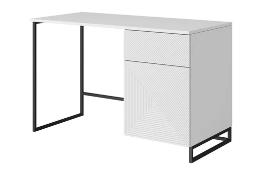 Rašomasis stalas Asha 120 cm, balta juodos kojos