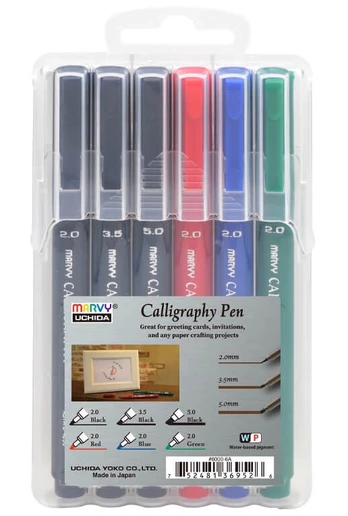 Flomasteriai Marvy Calligraphy, vienpusiai, 6 vnt.