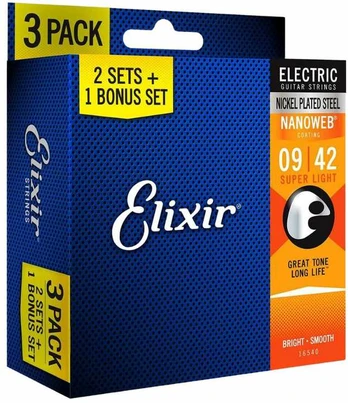 Elixir Eliksyras 16540 Nanoweb Super Light 9-42 (3 komplektai)