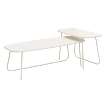 Coffee table DUO 2pcs 120x48xH40cm, 75x40xH48cm, light wood/beige