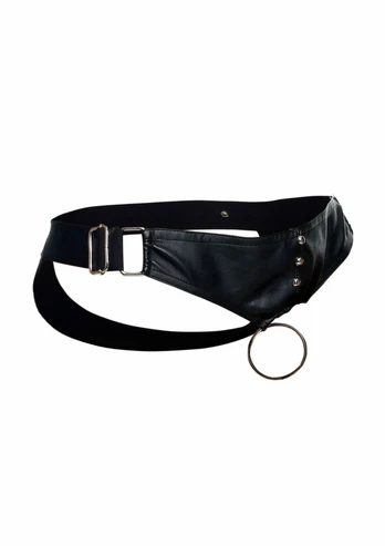 DNGEON Jockstrap with Metal Studs and Wide Hip Straps Black